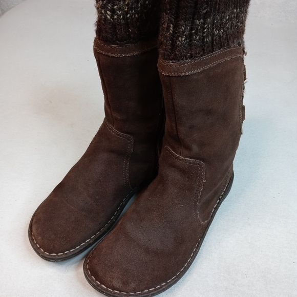 UGG Australia Brown Suede Crochet Knit collar Mid- - Picture 3 of 12